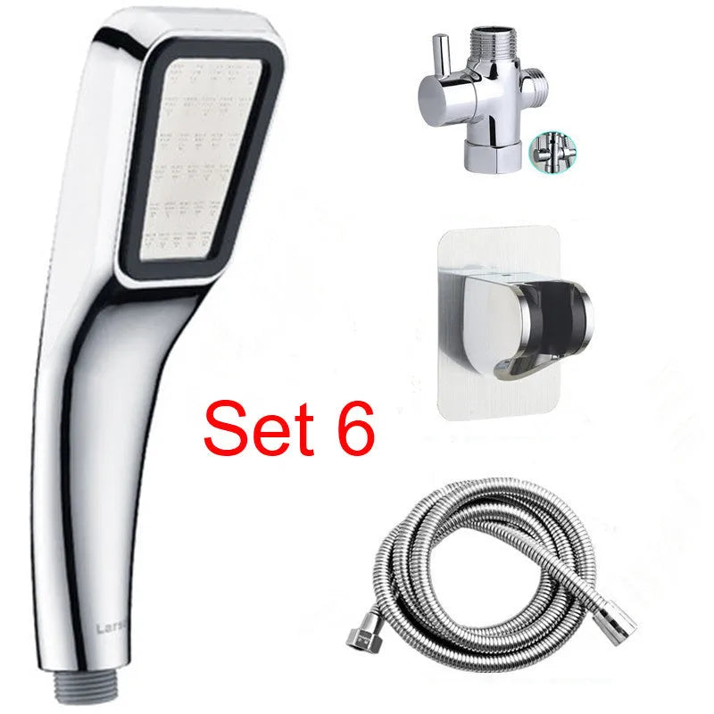 Orange plastic hand-held pressurised shower head with rain function