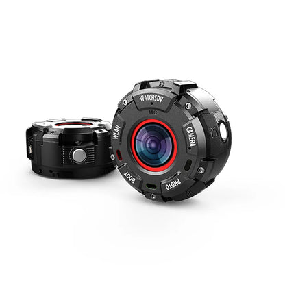 Black waterproof digital sports camera with 8MP resolution and 290mm length