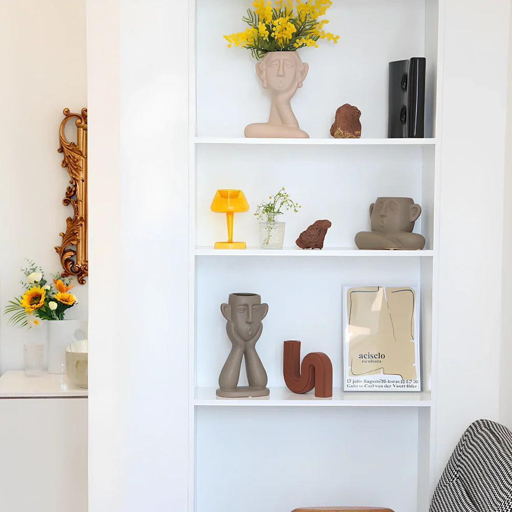 Handcrafted 25 cm ceramic vase with silk cloth drape and PVC base in three styles for home decoration