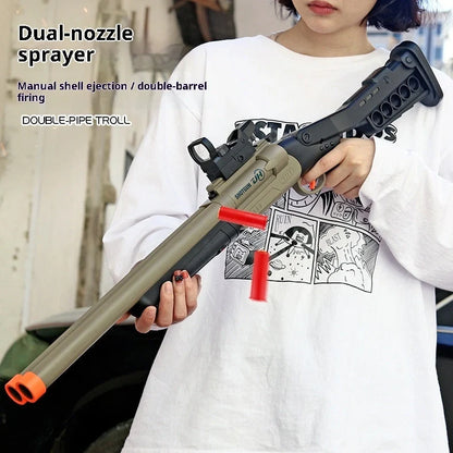 Double-barreled S686 shell-ejecting toy shotgun folded to 40cm with 20 soft bullets