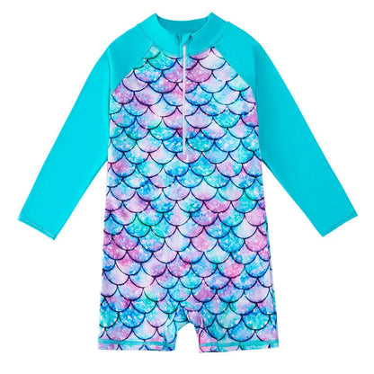 Girls' one-piece polyester swimsuit for swimming and wading, sizes 100cm to 150cm, eight colours