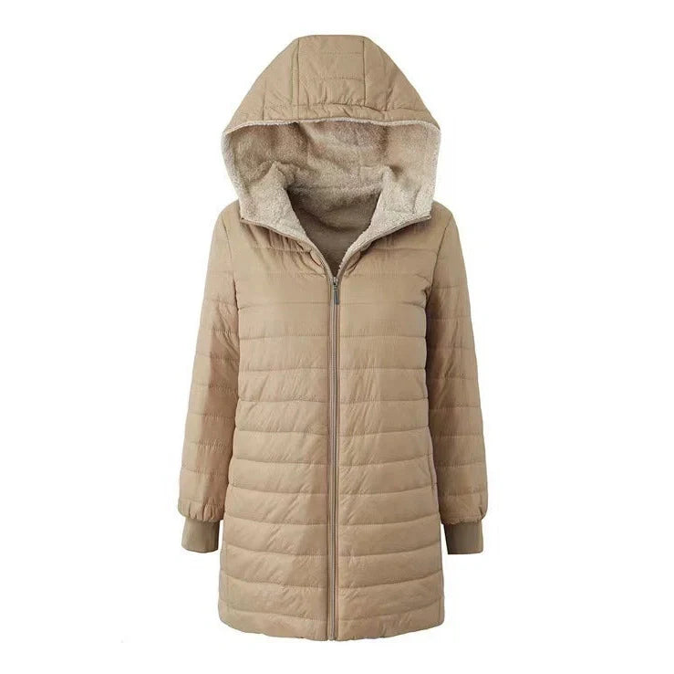 Ladies' jacket with regular long sleeves in cotton fabric, colours black, grey, khaki, sizes S to 4XL