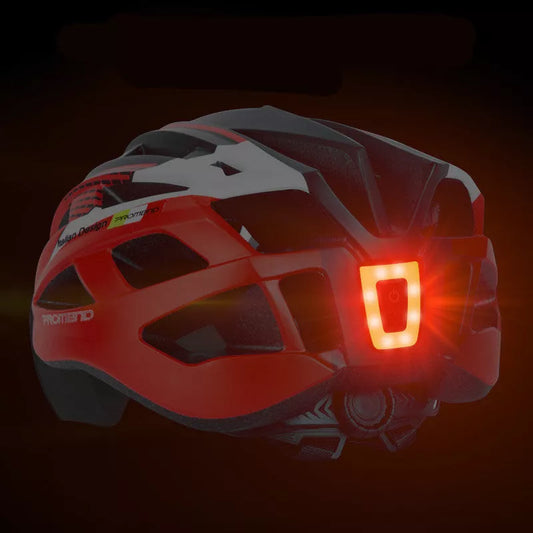USB rechargeable bicycle helmet and seat tube warning taillight in white and black