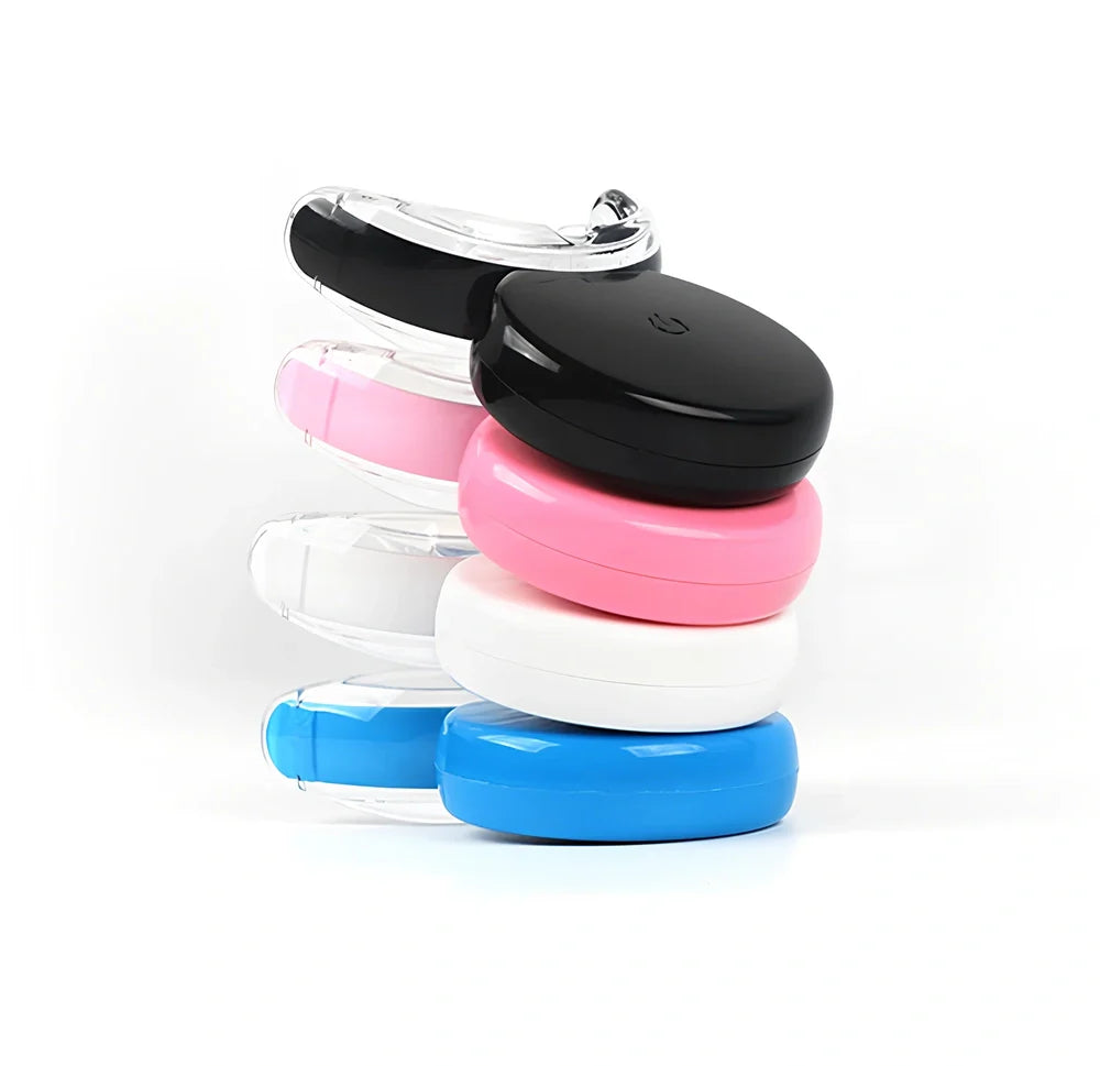 Rechargeable teeth whitening device with LED lamp beads in black, pink, or white