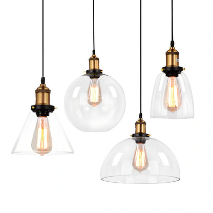 Nordic retro glass chandelier with fishing line design and LED lighting in amber, soot, or transparent finish