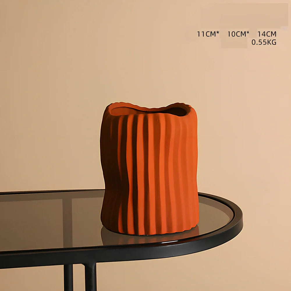 Ceramic mosaic vase 25cm height with floral arrangement in apricot colour option