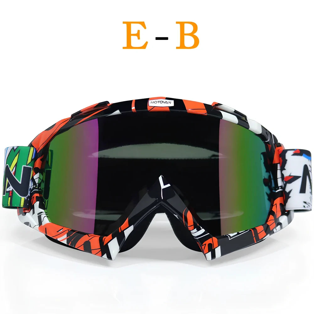 Interchangeable lens riding goggles with ABS frame and multiple colour options for off-road cycling