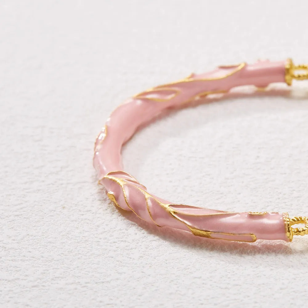 Chinese style sunstone and jade half bracelet with lily motifs measuring 20-24cm