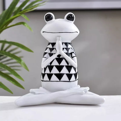 Handcrafted yoga frog resin statue with metal atmosphere light for home and office decor