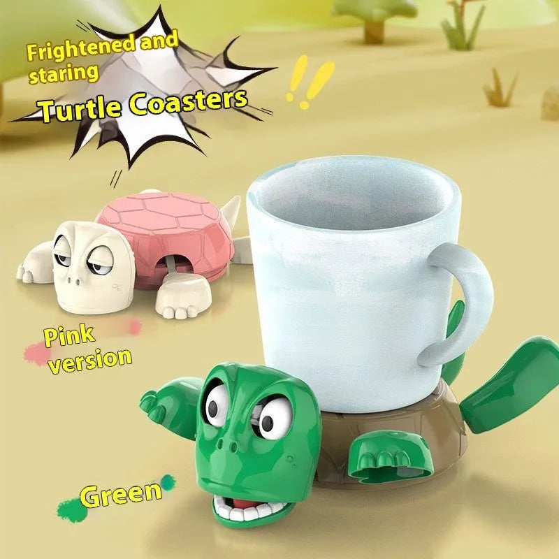 Turtle-shaped coaster in light green colour with heat insulation function, made from ABS plastic.
