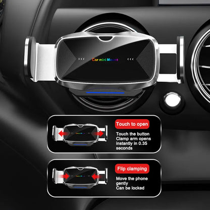 Car electric phone holder with touch sensing, Type-C, 77x38.9x50.8mm, in Black Gold Red or Silver