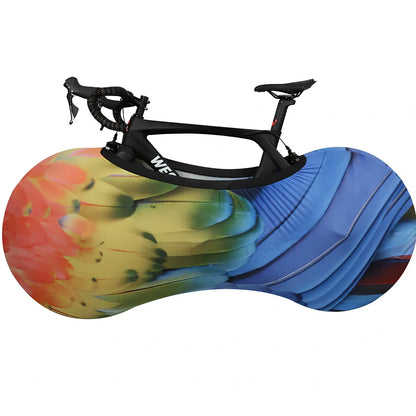 Bicycle wheel dust cover with elastic opening showing 149cm length and 48-58cm height adjustment