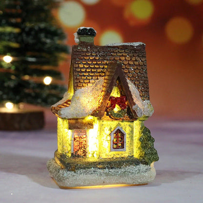 Christmas Micro Landscape Resin House Ornament with detailed festive design