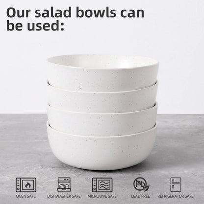 Elegant 4-piece ceramic bowl set, perfect for cereals, salads, and more. Microwave, oven, and dishwasher safe.