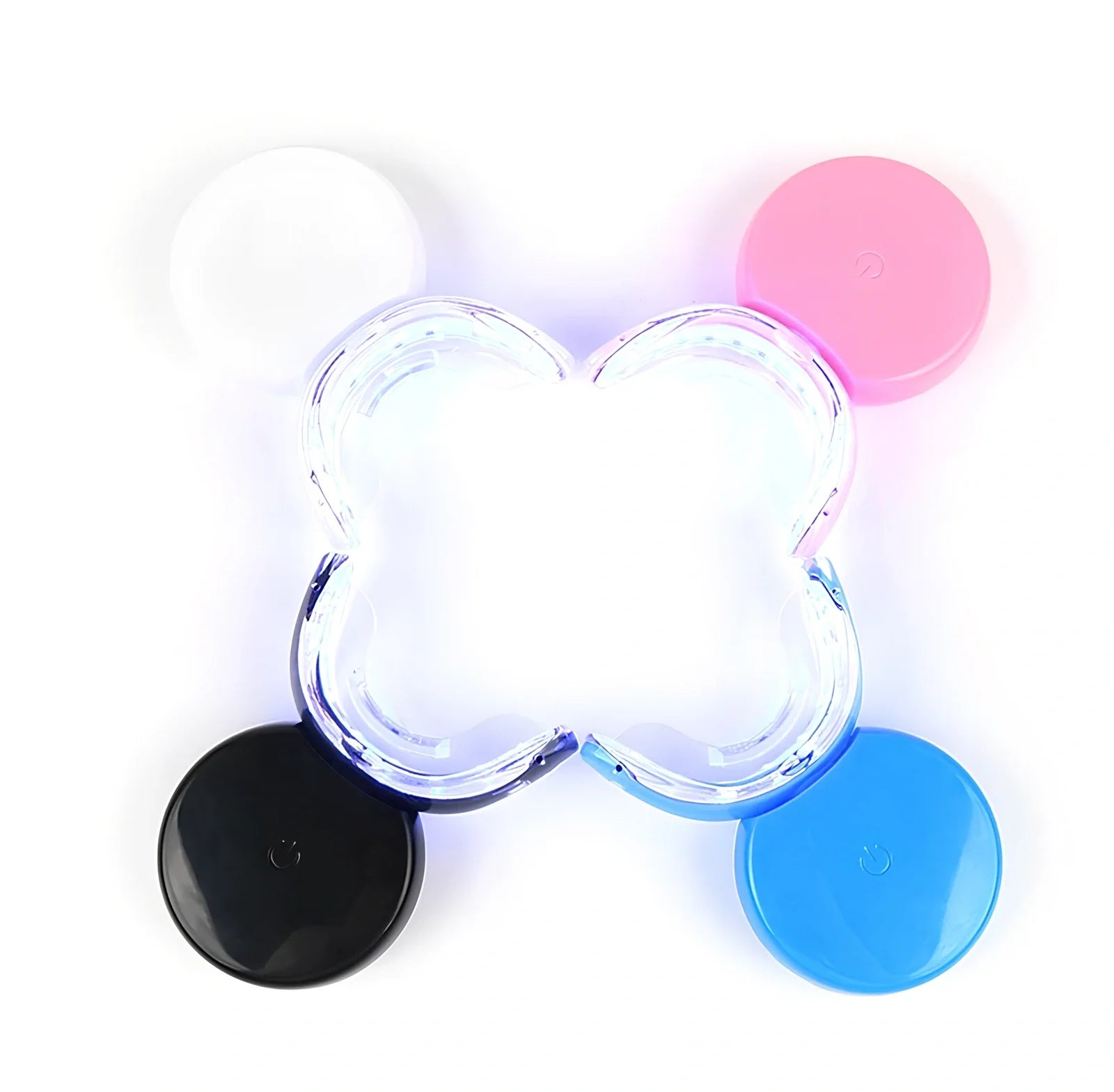 Rechargeable teeth whitening device with LED lamp beads in black, pink, or white