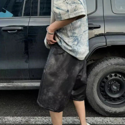 Korean-style loose fit T-shirt with round neck, short sleeves, and head cover detail in solid colour
