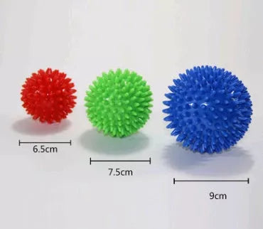 PVC acupressure massage ball with lengthened massage points for deep tissue relief