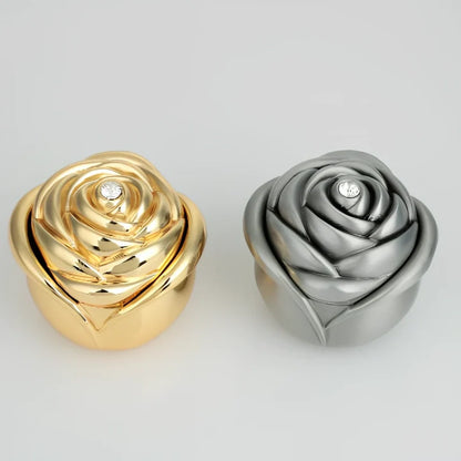 Iron Rose Jewellery Box in silver red, 10x8x5cm with rose motif and divided compartments for small accessories