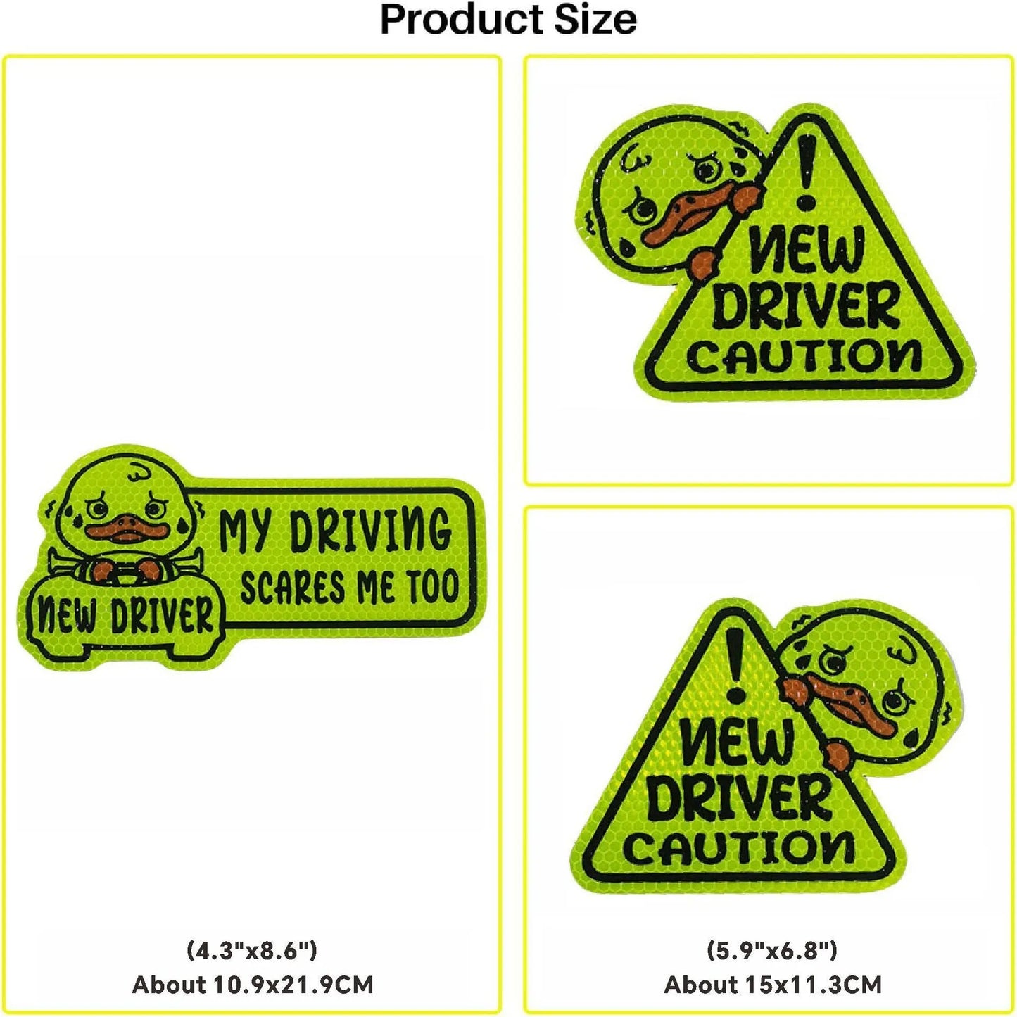 Three magnetic reflective stickers with cat, panda, and duck designs for waterproof outdoor applications
