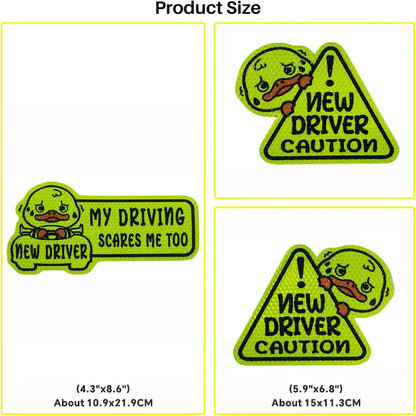 Three magnetic reflective stickers with cat, panda, and duck designs for waterproof outdoor applications