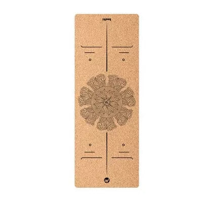 Cork and TPE yoga mat with asana guide lines, 183cm x 65cm x 6mm