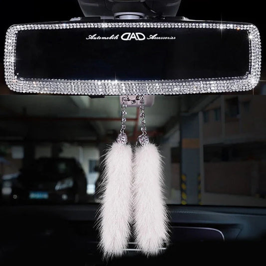 Luxury Diamond Car Interior Rearview Mirror Cover with Crystal Rhinestones for Women