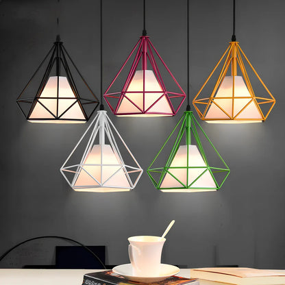 Wrought iron diamond chandelier with adjustable height and LED lighting for 10-15 square metre rooms