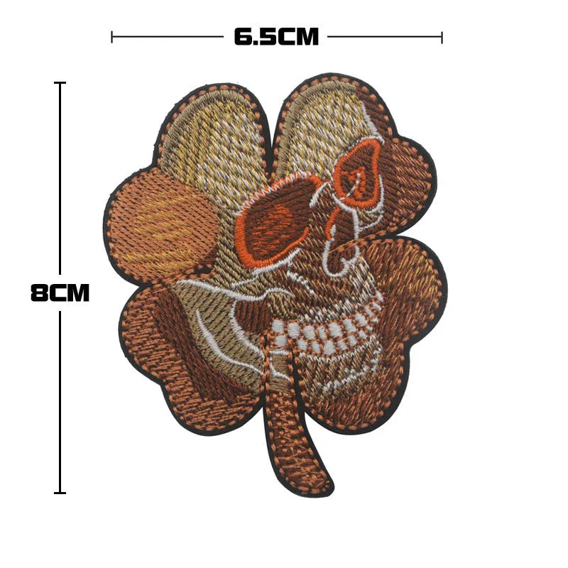 Outdoor embroidered fabric badge with Velcro backing showing detailed embroidery design