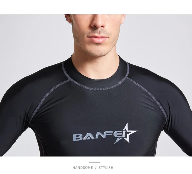 Men's blue quick-drying half sleeve swim top and pants set for swimming and snorkelling