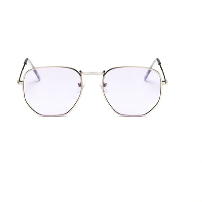 Retro street sunglasses with metal frame and transparent coloured lenses offering UV400 protection