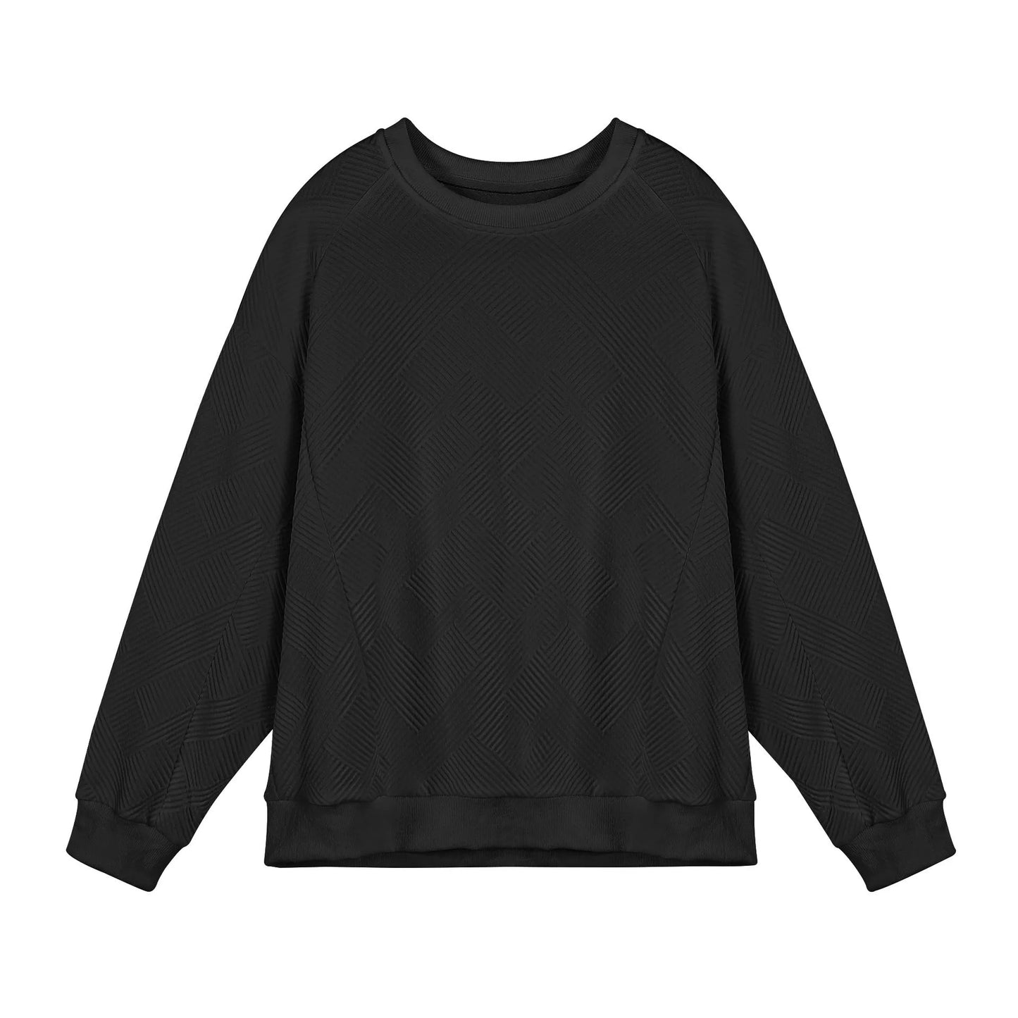 Men's long-sleeved twill Jacquard pullover sweater in loose fit with round neck