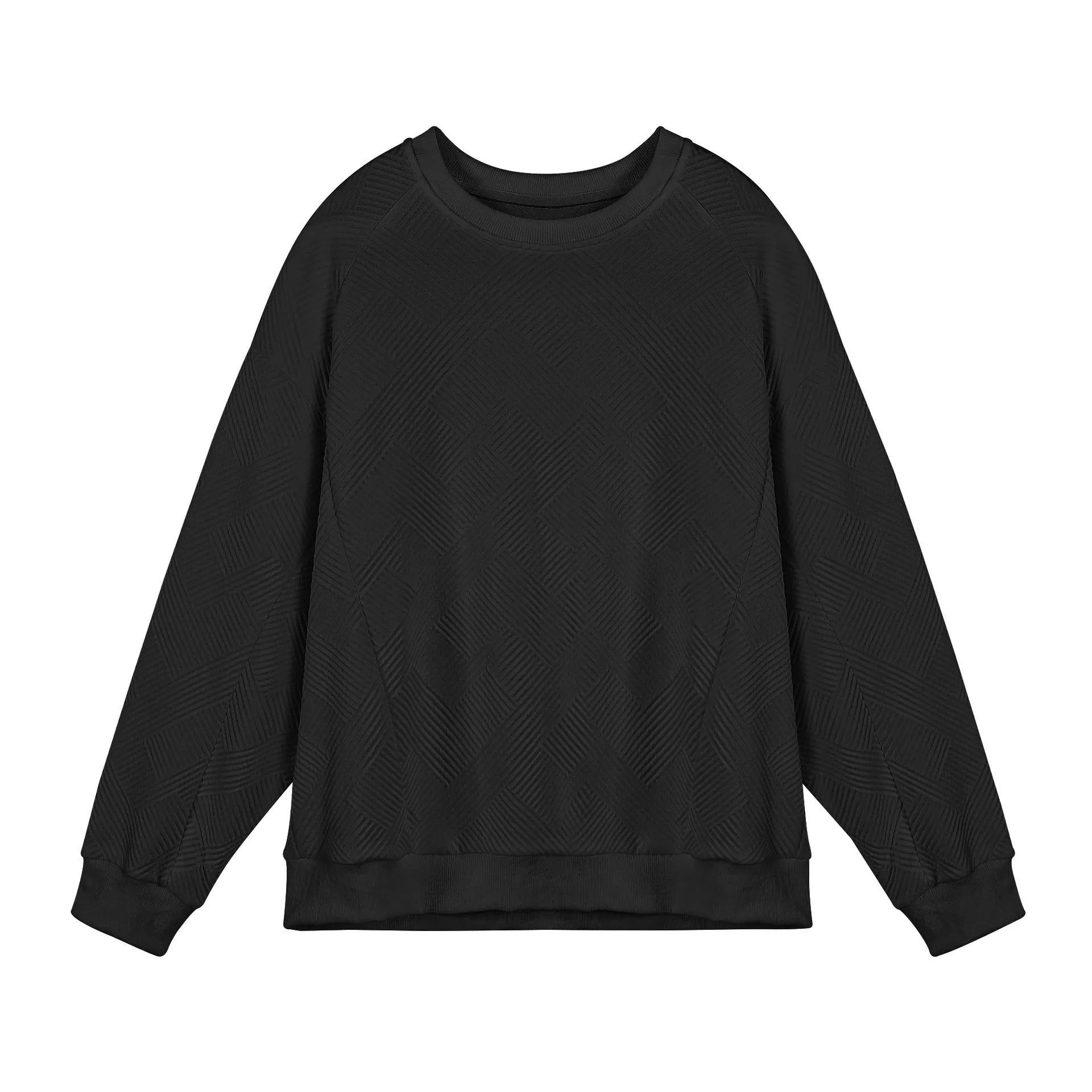 Men's long-sleeved twill Jacquard pullover sweater in loose fit with round neck