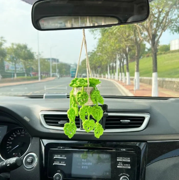 Rectangular chemical fibre car rearview mirror pendant in six colour options