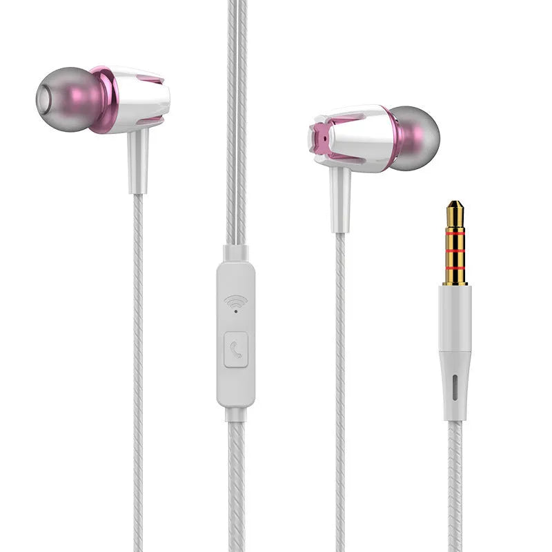 In-Ear Wired Subwoofer Headphones Capacitive 108 dB Sensitivity 120 cm Cable Black Blue Gold Rose Red Classic Style
