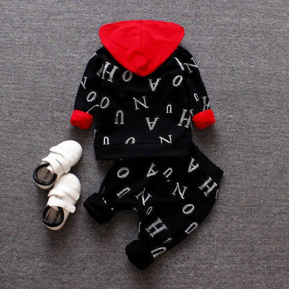Children's long sleeve two-piece clothing set in red or white, polyester vinylon blend, sizes 80cm to 100cm