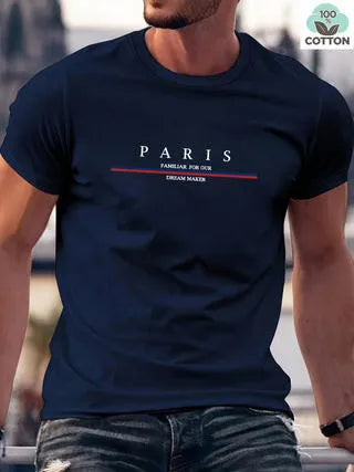 Heavy men's short-sleeved t-shirt with a letter print design in pure cotton.