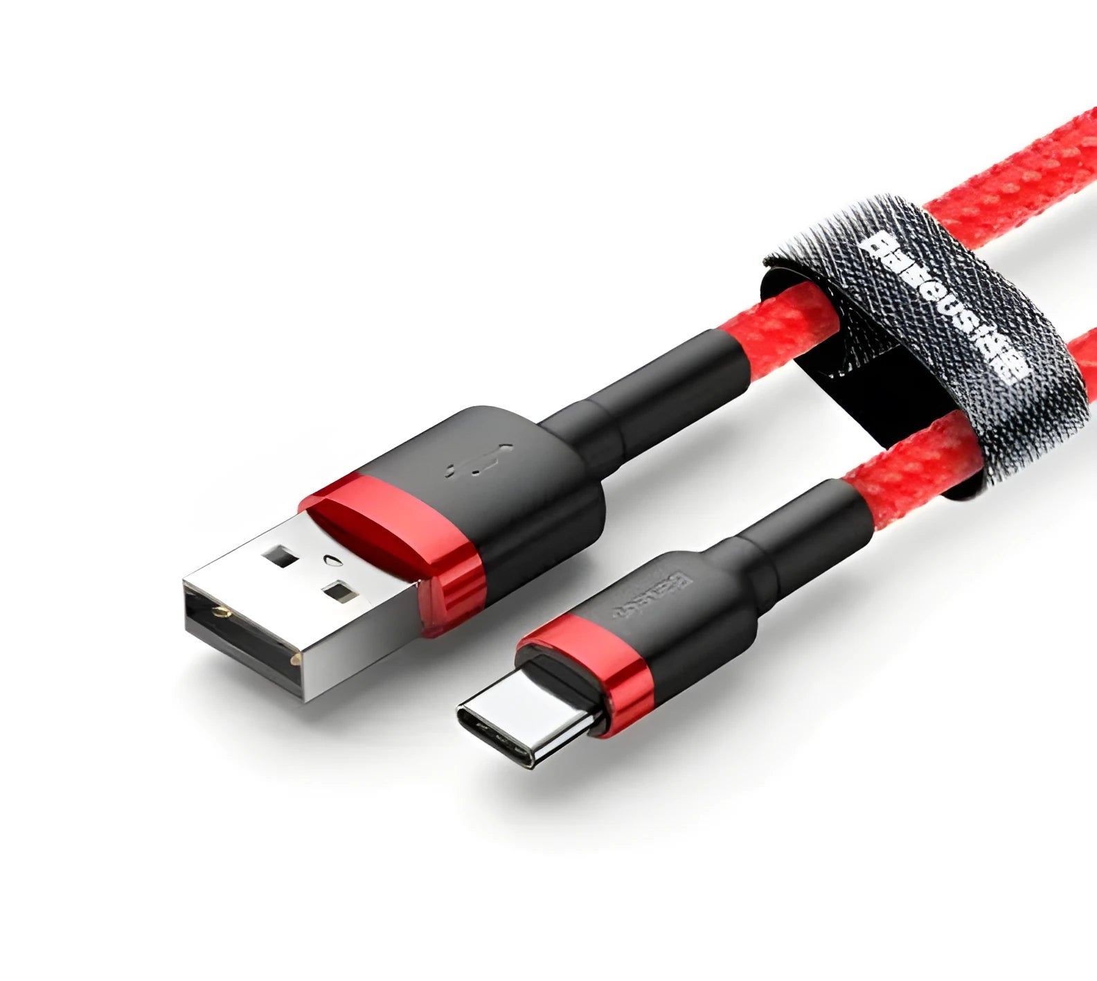 Android Micro USB woven charging cable showing grey/black and red/black colour options