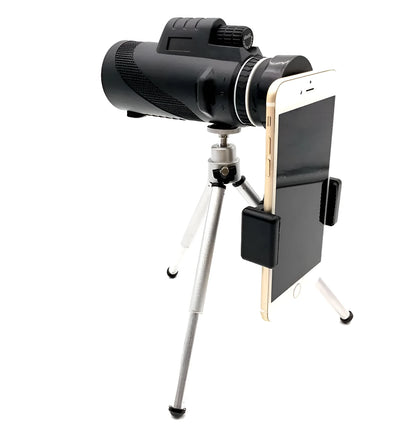 Black HD 40x60 monocular telescope with 60mm objective lens on a table.