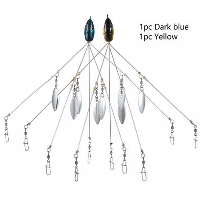 Bassdash Umbrella Fishing Lure with 5 swivels and metal sequins for enhanced fish attraction