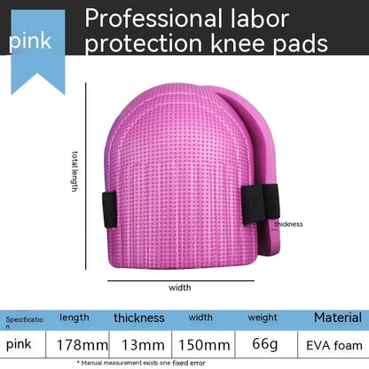 A pair of EVA foam kneepads in black, blue, green, and pink options for construction and auto repair work.