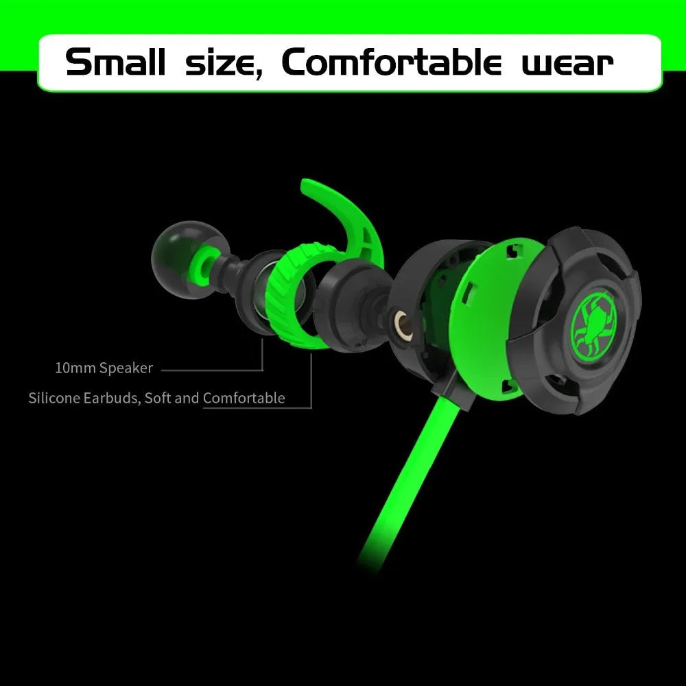 Shuangmai black green red wired in-ear gaming headset for computer with 1.5cm cable