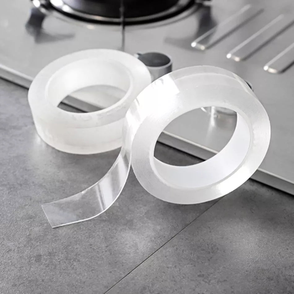 Transparent nano tape with strong adhesive, washable and reusable for various applications
