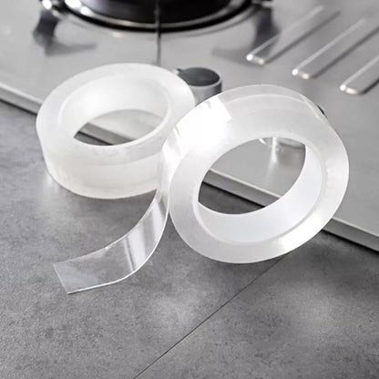 Transparent nano tape with strong adhesive, washable and reusable for various applications