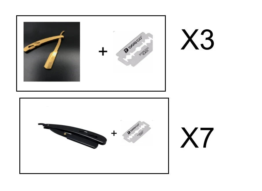 Premium stainless steel straight razor with sharp blades for a smooth, comfortable shave