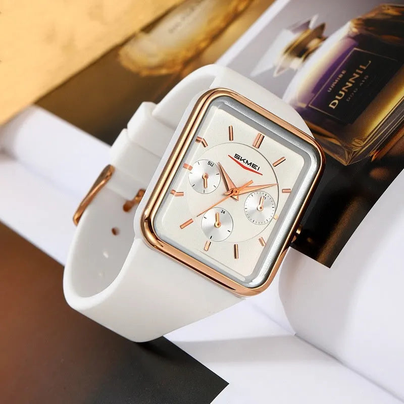 Square silicone digital waterproof watch for girls in multiple colour combinations