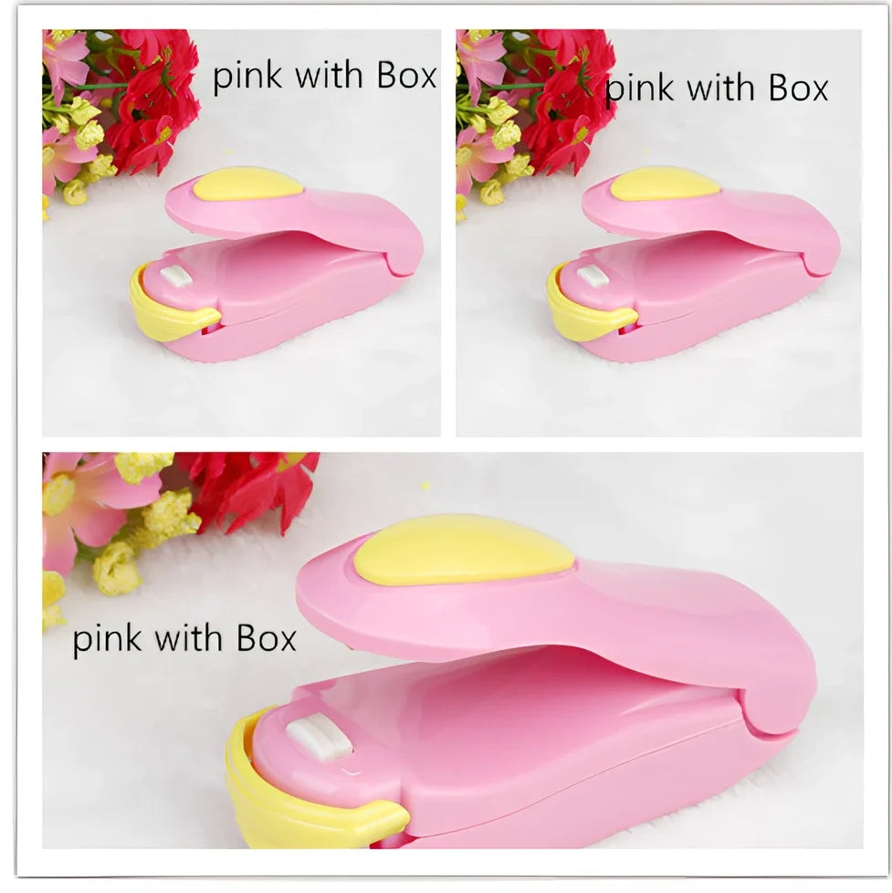 Mini hand pressure heat sealing machine measuring 10cm with magnetic base for plastic bag food preservation