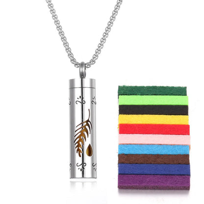 Titanium steel aromatherapy pendant with essential oil diffuser in various color options