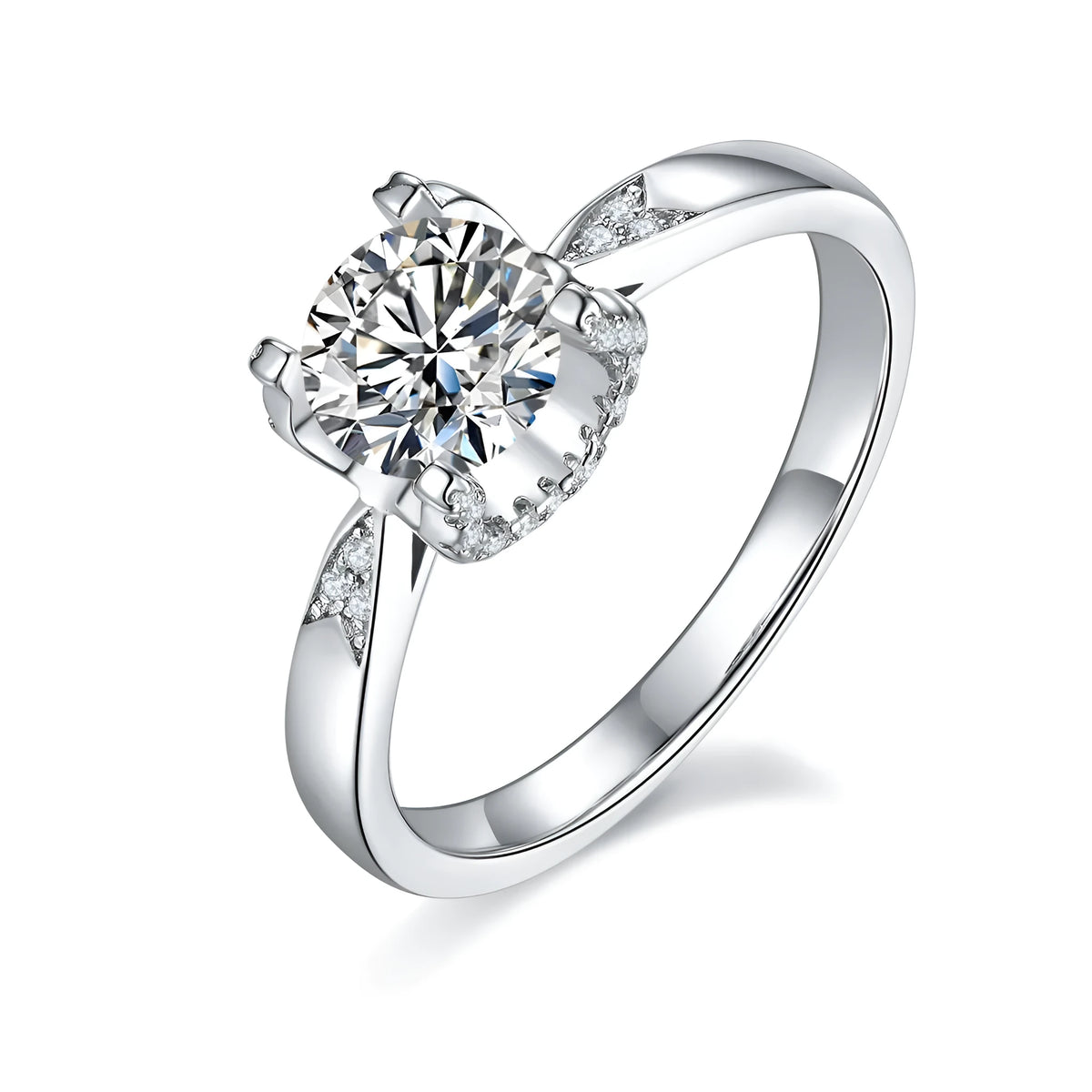 Star Guardian 1-carat moissanite wedding ring set in S925 silver with platinum plating, sizes 5-9, gift box and GRA certificate