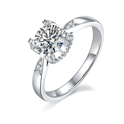 Star Guardian 1-carat moissanite wedding ring set in S925 silver with platinum plating, sizes 5-9, gift box and GRA certificate