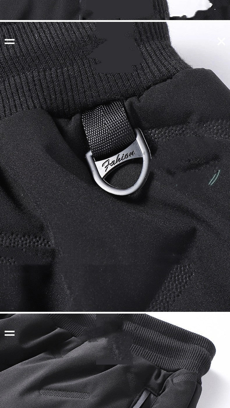 Men's padded cotton trousers with cashmere blend in black and gray, sizes L to 7XL